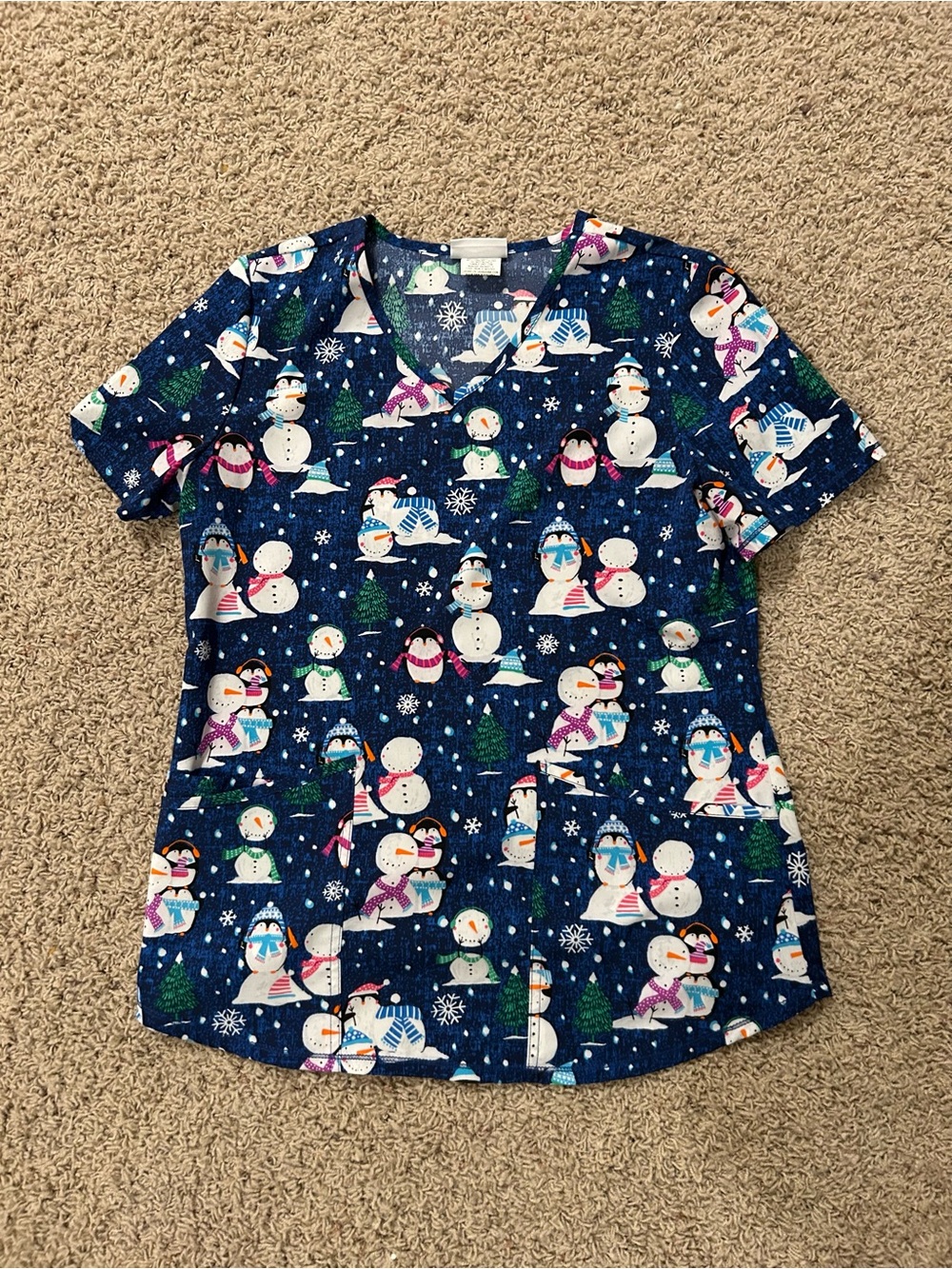 Scrubstar Scrub Top – Snowman Print | Women's Small